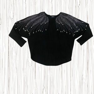 Elegant Black Beaded Women's Top